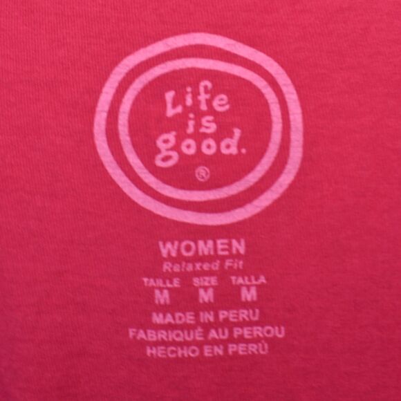 Life Is Good Camp Chair Drink Up Relax Fuchsia Short Sleeve T-Shirt-Women's M - Picture 6 of 7
